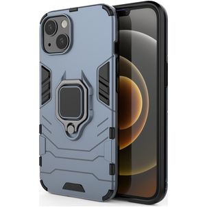 Mobigear Armor Ring iPhone 13 Hoesje Hardcase Backcover Shockproof met Ringhouder - Blauw