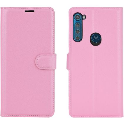 Mobigear Classic Motorola One Fusion Plus Hoesje Bookcase Portemonnee - Roze