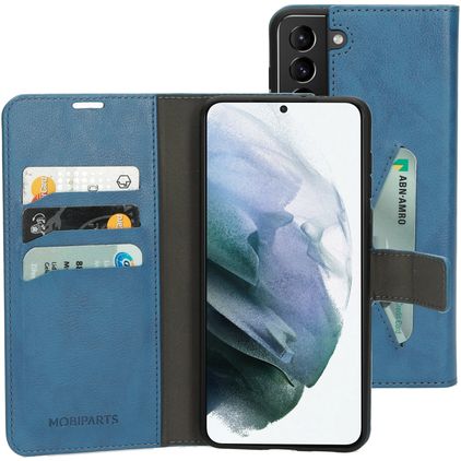 Mobiparts Classic Wallet Samsung Galaxy S21 Plus Hoesje Bookcase Portemonnee - Steel Blue