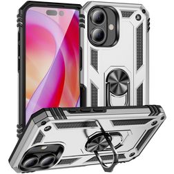 Mobigear Armor Ring iPhone 16 Hoesje Hardcase Backcover Shockproof met Ringhouder - Zilver