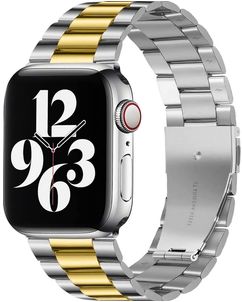 Mobigear Antwerp Stalen Apple Watch Bandje Vouwsluiting - 42/41/40/38 mm - Goud / Zilver