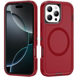 Mobigear Rugged Mag iPhone 16 Pro MagSafe Hoesje Hardcase Backcover Shockproof - Rood