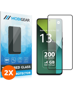 Mobigear Premium Xiaomi Redmi Note 13 Pro 5G Glazen Screenprotector - Case Friendly - Zwart (2-Pack)