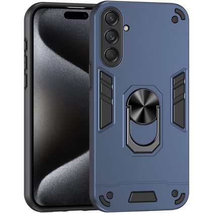 Mobigear Armor Ring Samsung Galaxy M55 Hoesje Hardcase Backcover Shockproof met Ringhouder - Blauw