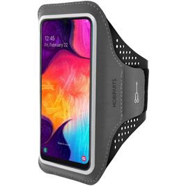 Mobiparts Comfort Fit Telefoonhouder Hardlopen Samsung Galaxy A50 Sport Hoesje Neopreen Sportarmband - Zwart