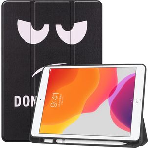 Mobigear Tri-Fold Gel iPad 8 (2020) Hoes TPU,Kunstleer Bookcase + Stylus Houder - Do Not Touch