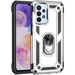 Mobigear Armor Ring Samsung Galaxy A23 Hoesje Hardcase Backcover Shockproof met Ringhouder - Zilver