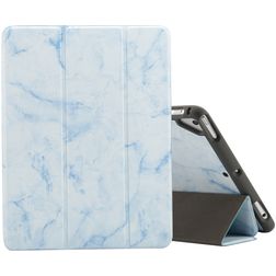 Mobigear Tri-Fold Marble iPad 6 (2018) Hoes Bookcase + Stylus Houder - Blauw