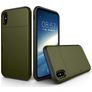 Mobigear Card iPhone XS Hoesje Hardcase Backcover Shockproof met Pasjeshouder - Legergroen