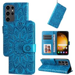 Mobigear Sunflower Samsung Galaxy S24 Ultra Hoesje Bookcase Portemonnee - Blauw