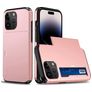 Mobigear Card iPhone 15 Pro Max Hoesje Hardcase Backcover Shockproof met Pasjeshouder - Roségoud