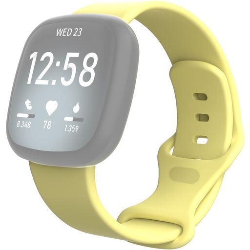 Mobigear Sport Dual Siliconen Fitbit Versa 3 Bandje Druksluiting - Geel