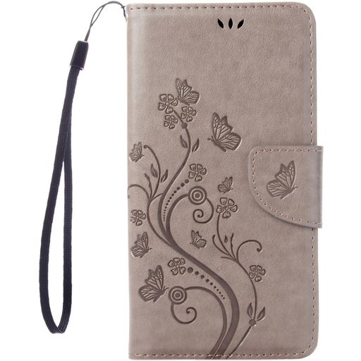 Mobigear Flowers iPhone 7 Hoesje Bookcase Portemonnee - Grijs