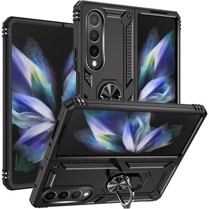Mobigear Armor Ring Samsung Galaxy Z Fold 4 Hoesje Hardcase Backcover Shockproof met Ringhouder - Zwart