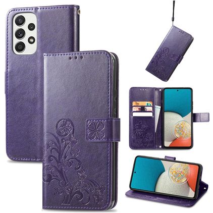 Mobigear Clover Samsung Galaxy A73 Hoesje Bookcase Portemonnee - Paars