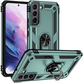 Mobigear Armor Ring Samsung Galaxy S22 Hoesje Hardcase Backcover Shockproof met Ringhouder - Groen