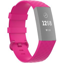 Mobigear Cross Siliconen Fitbit Charge 3 Bandje Gespsluiting - Magenta