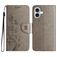 Mobigear Flowers iPhone 16 Hoesje Bookcase Portemonnee - Grijs
