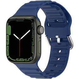 Mobigear Bumpy Siliconen Apple Watch Bandje Gespsluiting - 42/41/40/38 mm - Donkerblauw