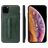 Fierre Shann Card Pocket iPhone 11 Pro Hoesje Backcover met Pasjeshouder en Standaard - Groen