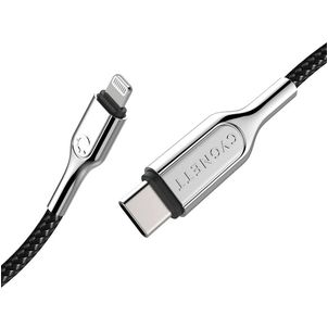 Cygnett Armoured Braided USB-C naar Apple Lightning Kabel MFI 0.1 Meter - Zwart