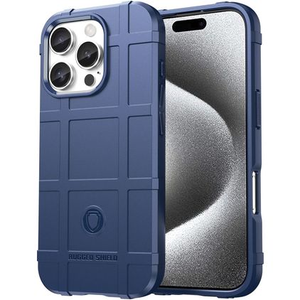 Mobigear Rugged Shield iPhone 16 Pro Max Hoesje Flexibel TPU Backcover Shockproof - Blauw