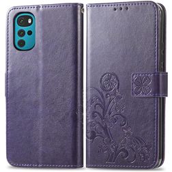 Mobigear Clover Motorola Moto G22 Hoesje Bookcase Portemonnee - Paars