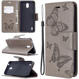 Mobigear Butterfly Nokia 1.3 Hoesje Bookcase Portemonnee - Grijs
