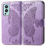 Mobigear Butterfly OnePlus Nord 2 Hoesje Bookcase Portemonnee - Paars
