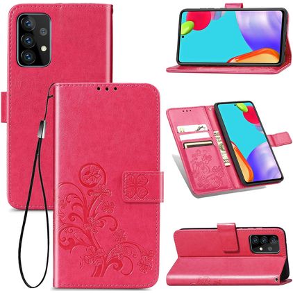 Mobigear Clover Samsung Galaxy A52 Hoesje Bookcase Portemonnee - Magenta