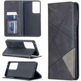 Mobigear Rhombus Slim Samsung Galaxy S21 Ultra Hoesje Bookcase - Zwart