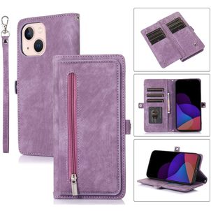 Mobigear Zipper iPhone 14 Plus Hoesje Bookcase Portemonnee - Paars