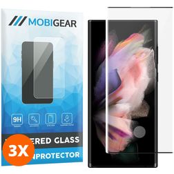 Mobigear Curved Samsung Galaxy S23 Ultra Glazen Screenprotector - Case Friendly - Zwart (3-Pack)