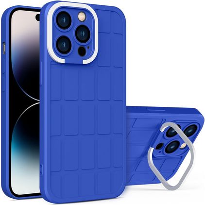 Mobigear Cube iPhone 14 Pro Max Hoesje Hardcase Backcover met Standaard - Blauw