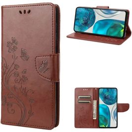 Mobigear Flowers Motorola Moto G82 Hoesje Bookcase Portemonnee - Bruin