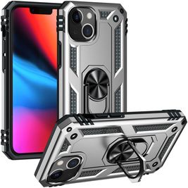 Mobigear Armor Ring iPhone 14 Hoesje Hardcase Backcover Shockproof met Ringhouder - Zilver