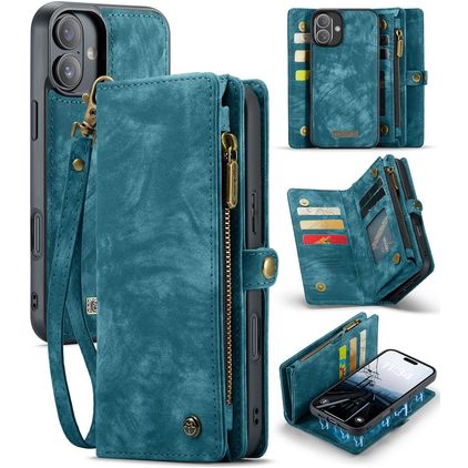 Caseme 008 iPhone 16 Hoesje Uitneembare 2in1 Bookcase Portemonnee - Blauw