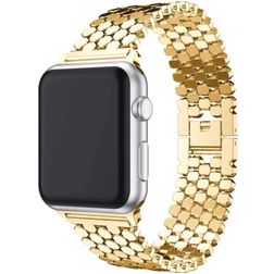 Mobigear Honeycomb Stalen Apple Watch Bandje Gespsluiting - 42/41/40/38 mm - Goud