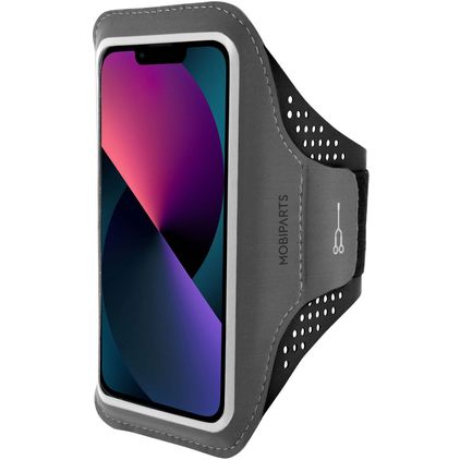 Mobiparts Comfort Fit Telefoonhouder Hardlopen iPhone 13 Mini Sport Hoesje Neopreen Sportarmband - Zwart