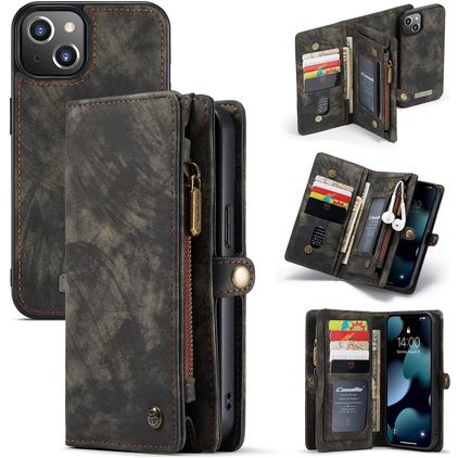 Caseme 008 iPhone 13 Hoesje Uitneembare 2in1 Bookcase Portemonnee - Zwart