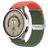 Mobigear Braided Dual Nylon Smartwatch Bandje Klemsluiting - Universeel 22 mm connector - Groen / Oranje