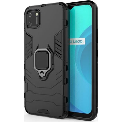 Mobigear Armor Ring Realme C11 (2020) Hoesje Hardcase Backcover Shockproof met Ringhouder - Zwart