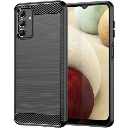 Mobigear Brushed Slim Samsung Galaxy A04s Hoesje Flexibel TPU Backcover - Zwart