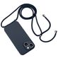 Mobigear Lanyard iPhone 15 Plus Siliconen Hoesje met koord - Donkerblauw