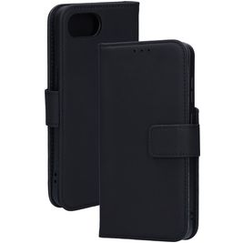 Mobiparts iPhone 16e Hoesje Echt Leer Bookcase Portemonnee - Zwart