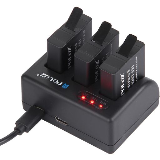 Puluz GoPro Dock Oplader 5W 1A - HERO 8 / 7 / 6 / 5 - HERO 8 / 7 / 6 / 5 - Zwart