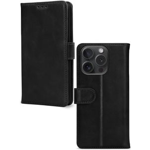 Mobilize Wallet iPhone 15 Pro Hoesje Echt Leer Bookcase Portemonnee - Zwart