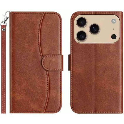 Mobigear S Line iPhone 17 Pro Hoesje Bookcase Portemonnee - Bruin