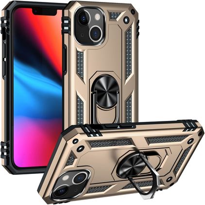 Mobigear Armor Ring iPhone 14 Plus Hoesje Hardcase Backcover Shockproof met Ringhouder - Goud
