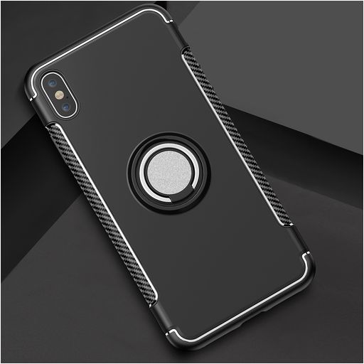 Mobigear Armor Ring iPhone XS Max Hoesje Hardcase Backcover Shockproof met Ringhouder - Zwart